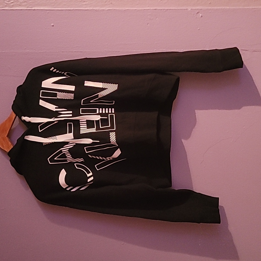 Calvin Klein Black and White Cropped Hoodie